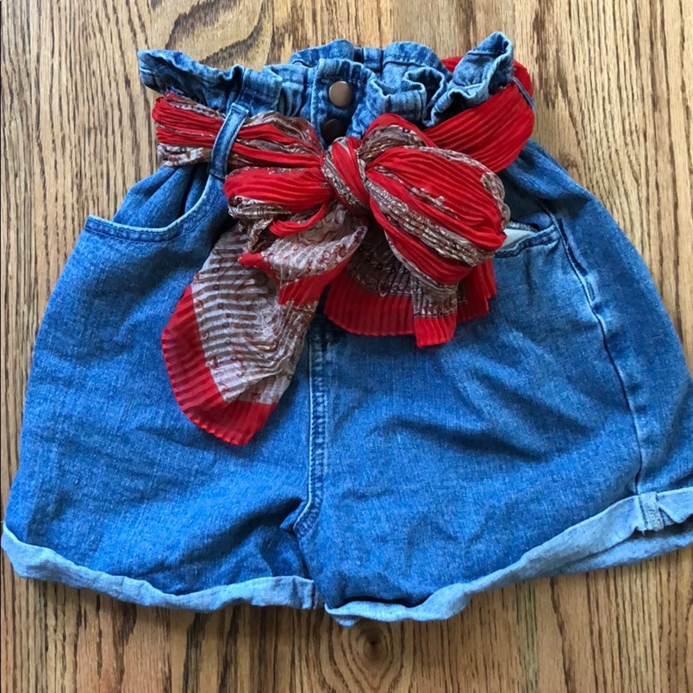 ASOS denim shorts with scarf belt